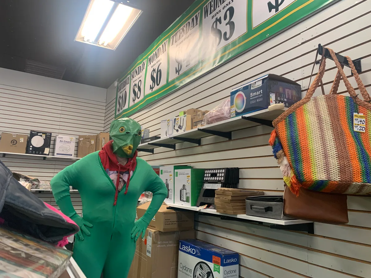 Lucky Duck Discounters bin store in Wheeling, WV — a liquidation store with daily price drops.
