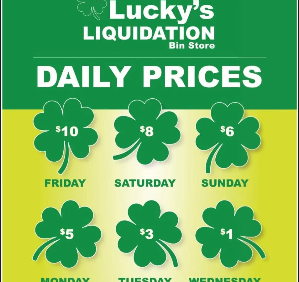 Lucky’s Liquidation Bin Store interior merchandise display - bin store in new baltimore, michigan.