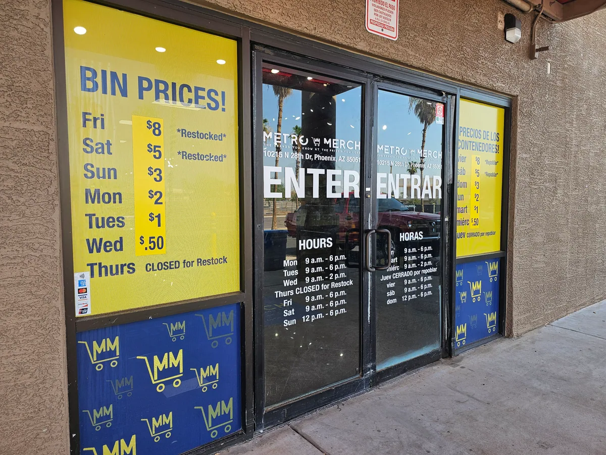 MetroMerch Phoenix bin store in Phoenix, AZ — a liquidation store with daily price drops.