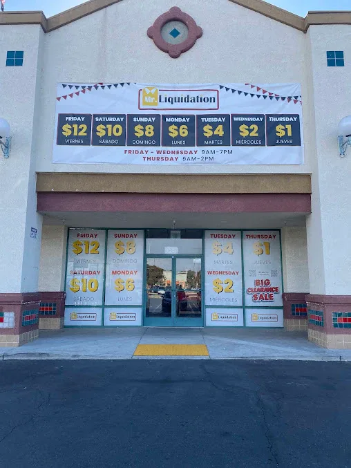 Mr. Liquidation interior merchandise display - discount store in norwalk, california.