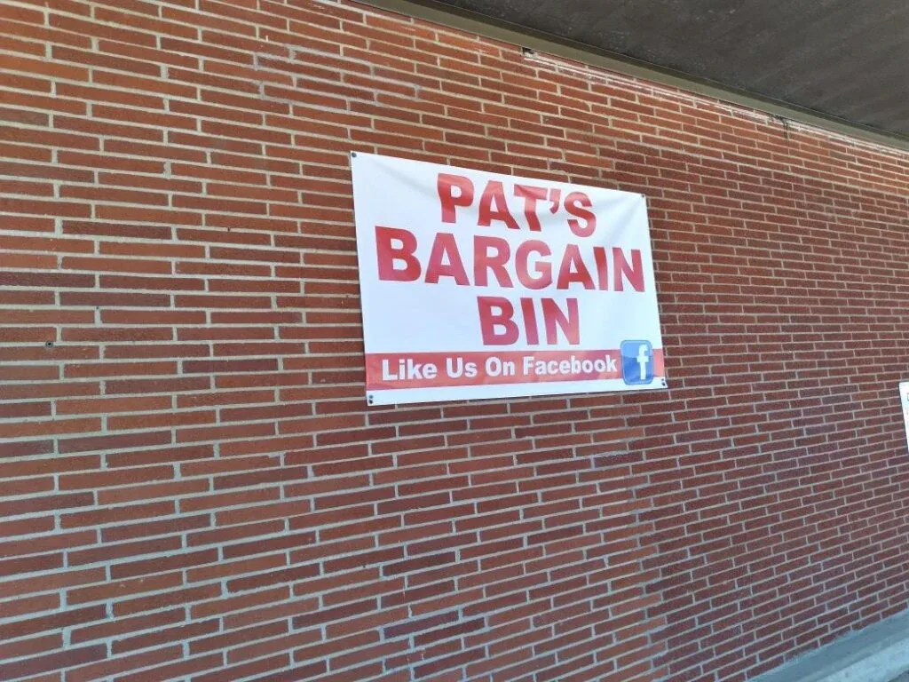 Pat’s Bargain Bin interior merchandise display - bin store in maquoketa, iowa.