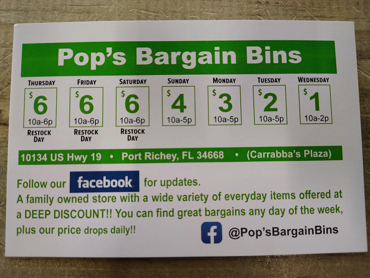 Pop’s Bargain Bins - High quality liquidator in port richey, florida.