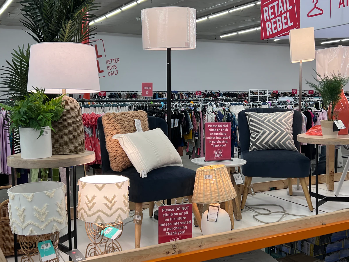 Retail Rebel interior merchandise display - discount store in belton, missouri.