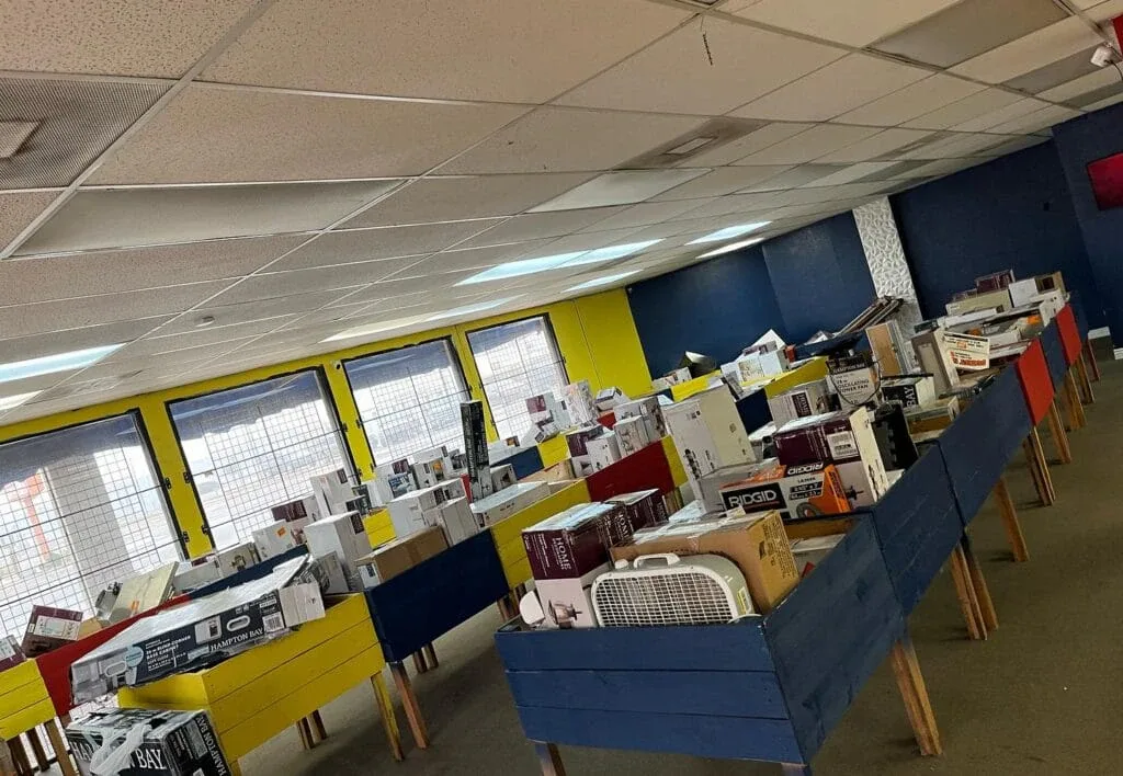 RRP Liquidations LLC interior merchandise display - bin store in yuma, arizona.