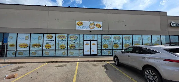 Super Deals interior merchandise display - discount store in wichita falls, texas.