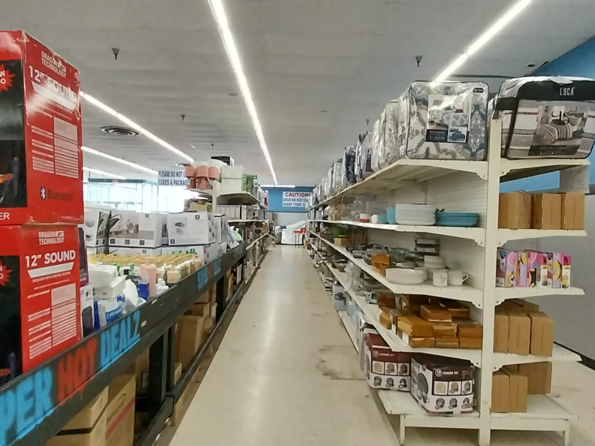 Super Hot Dealz interior merchandise display - discount store in dearborn, michigan.