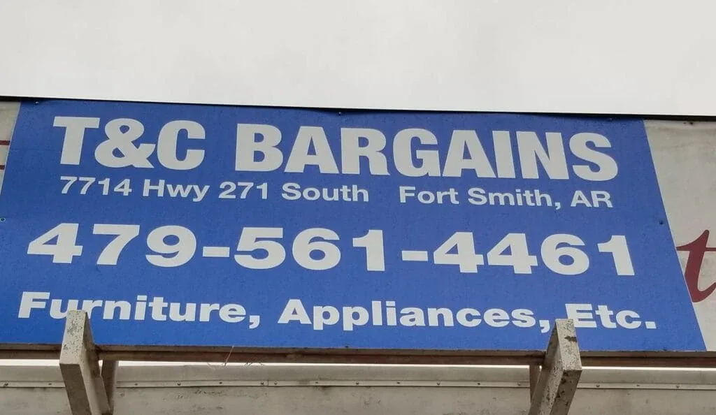 T&C Bargains interior merchandise display - thrift store in fort smith, arkansas.