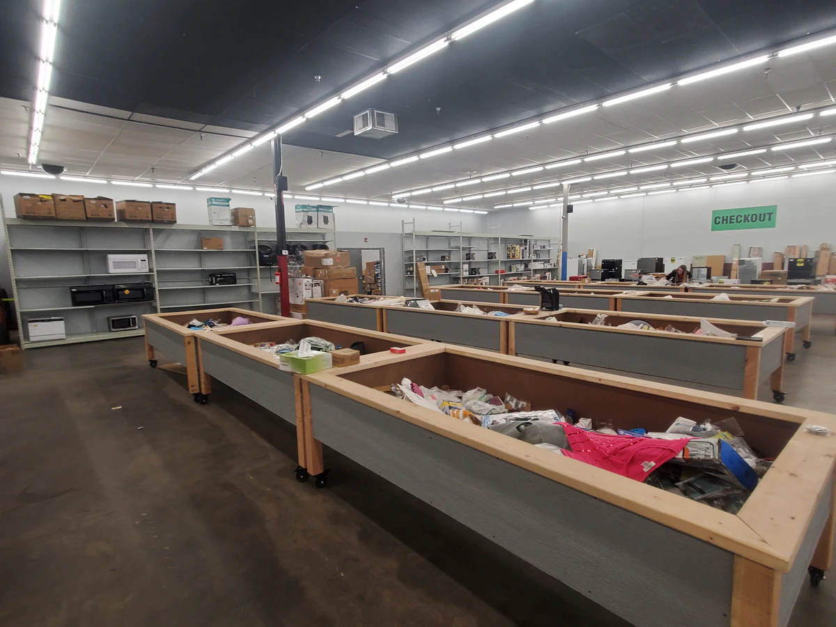 The Bargain Bin interior merchandise display - discount store in farmington, new mexico.