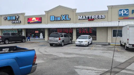 The Bin Store interior merchandise display - discount store in galveston, texas.