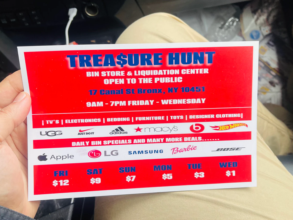 Treasure Hunt Bin & Liquidation Store interior merchandise display - bin store in bronx, new york.
