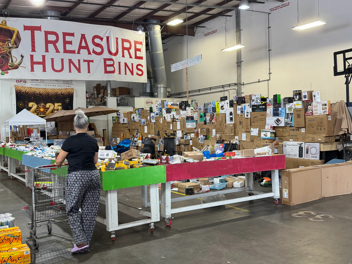 Treasure Hunt Bins interior merchandise display - discount store in plant city, florida.