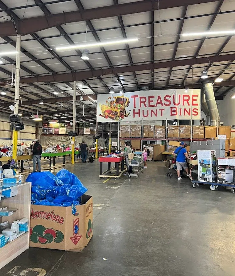 Treasure Hunt Bins interior merchandise display - discount store in plant city, florida.