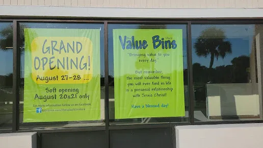 Value Bins interior merchandise display - discount store in green cove springs, florida.