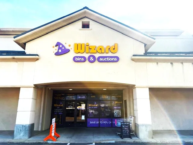 Wizard Bins & Auctions bin store in Redding, CA — a liquidation store with daily price drops.